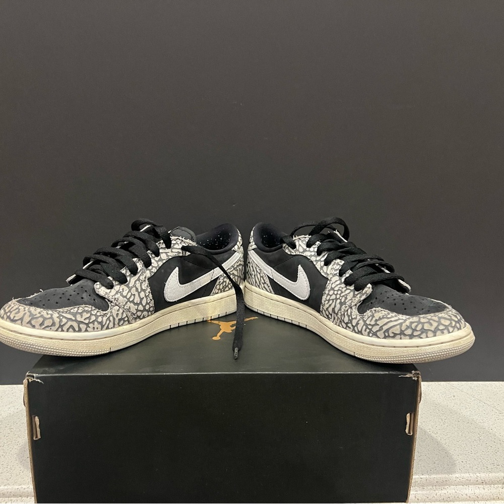 Jordan Black and Gray Cement Low Sneakers